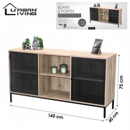 151314 APARADOR MDF E METAL PRETO 140X40X75CM