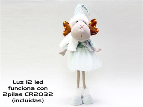 56048 RENA C/ALAS E TUTU 12LED 60CM