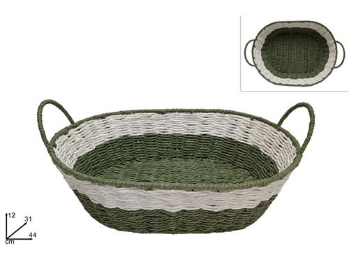 297088 CESTO CORDA 44CM VERDE/BRANCO