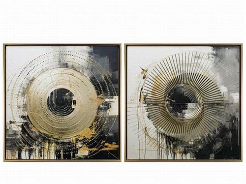 426938 TELA COM MOLDURA ESPIRAL 2 SURT GESSO 3D 60X60X3 CM