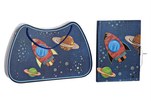 LP-172816 DIARIO C/MALA PAPEL 27X4,3X17,5 COSMOS AZUL