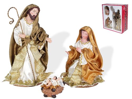 33333 PRESEPIO TELA OURO/BRANCO 11X11X9,5CM