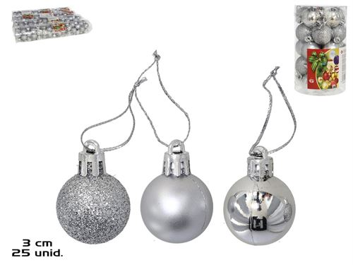 359733 BOLA NATAL SET25 3CM PRATA 3SORTIDOS