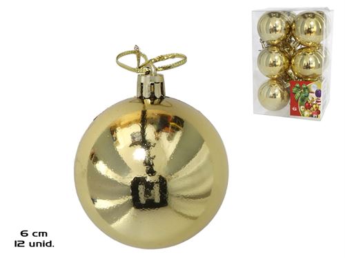 499705 CAIXA 12 BOLAS DE NATAL OURO 6CM
