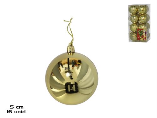 499903 BOLAS DE NATAL SET16 OURO 5CM