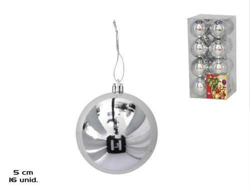 499927 BOLA NATAL SET16 PRATA 5CM