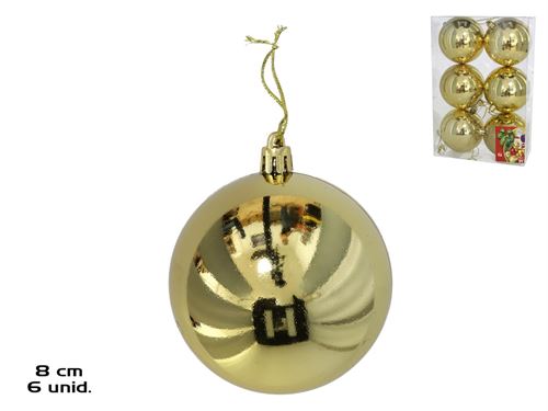 499972 BOLAS DE NATAL SET6 OURO 8CM
