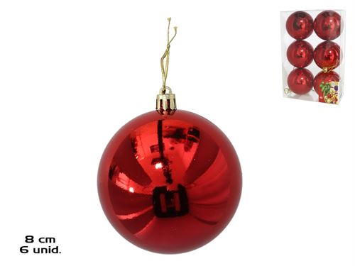 499989 BOLA NATAL SET6 VERMELHO 8CM