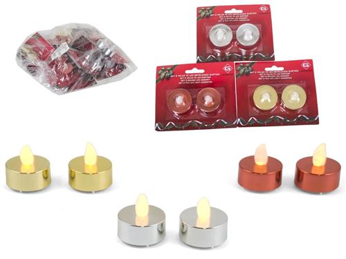 518161 SET 2 VELAS T-LIGHT LED 4,5CM 3 SORTIDOS