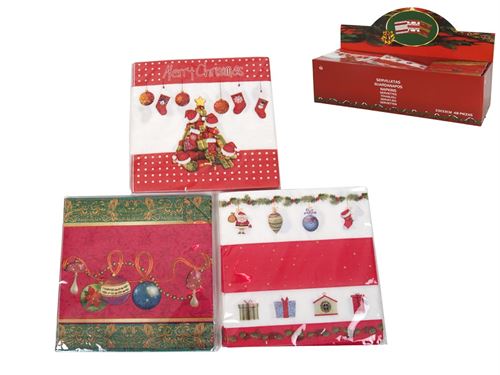 521932 GUARDANAPO NATAL 2FOLHAS 33X33CM 3SORTIDOS