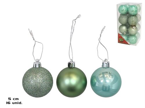 29592 BOLAS DE NATAL X16 TUBO VERDE 5CM