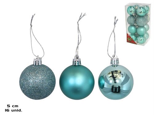 29653 BOLAS NATAL X16 TOBO VERDE 5CM