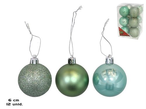 9677 BOLAS NATAL X12 VERDE MENTA 6CM