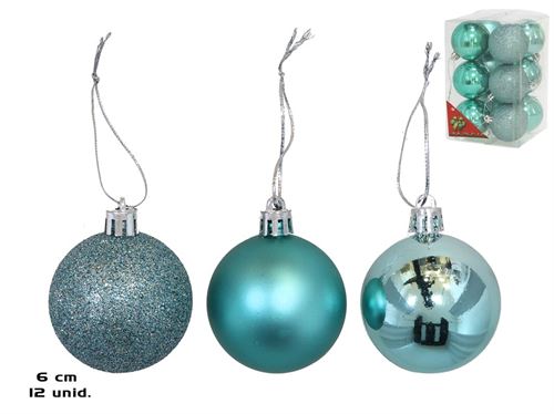 9738 BOLAS DE NATAL X12 VERDE MENTA 6CM