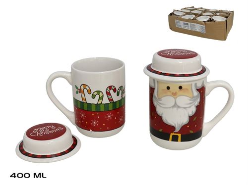 954150 CANECA NATAL COM TAMPA 400ML 2SRT 13,5CM