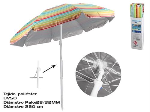979283 GUARDA-SOL PRAIA 360º INCLINÁVEL IRIS 220CM 28/32MM