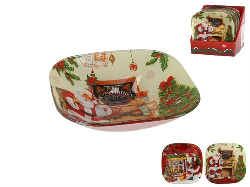 8681 TIGELA VIDRO QUADRADA PAI NATAL 12,5X3,2CM