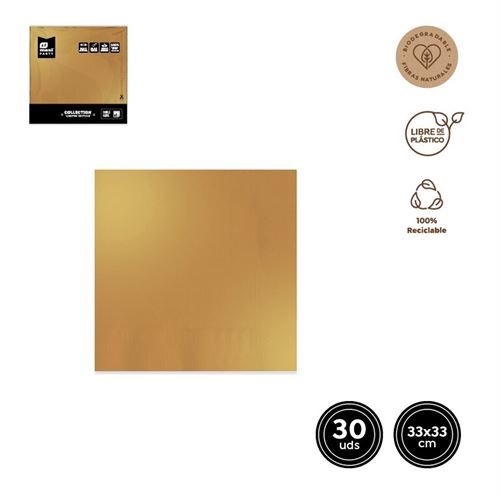 3295 GUARDANAPO DUPLA CAMADA OURO METAL 33X33CM 30UN