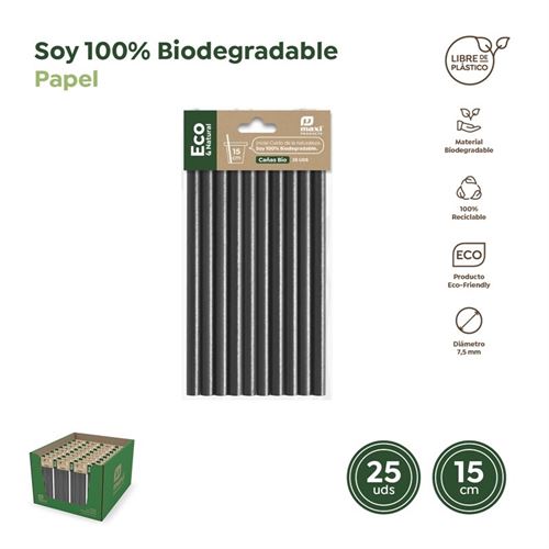30404 PALHINHAS MOJITO PAPEL BIODEGRADAVEL 15CM 25UN