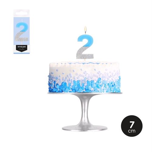 121-1205 VELA BICOLOR Nº2 AZUL PASTEL GLITTER 7CM