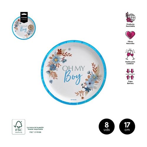119-1086FM PRATO MY BOY AZUL CARTAO 17CM 8UN