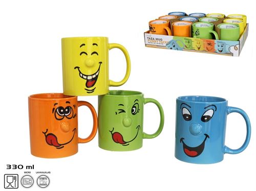 003580 CANECA 330 ML. FUNNY FACES 4 SORT.