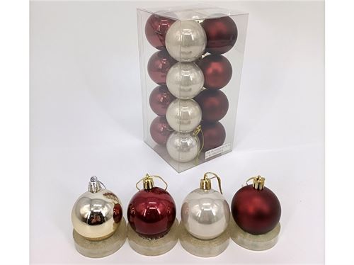 5938 SET 16 BOLAS NATAL ESCÓCIA 5CM 4SORT