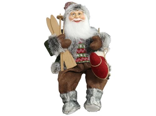 078335 PAI NATAL SENTADO COM ESQUIS 45CM
