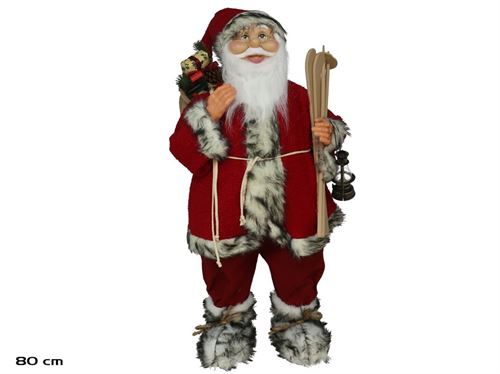 171951 PAI NATAL C/ESQUI 80 CM VERMELHO