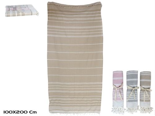 209104 TOALHA PRAIA 100X200CM KIRAN 3 SURT 100% ALGODAO