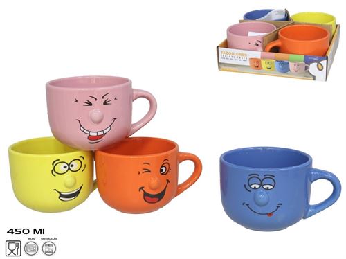 232218 ALMOÇDEIRA JUMBO 450ML COMICAL FACES 4 SORT.