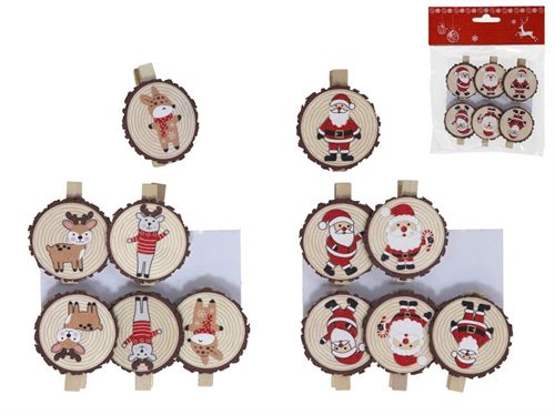 236698 CLIP X6 MADEIRA DE NATAL 2 SORTIDO 3,7X3,7X0,2 CM