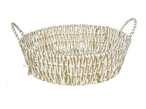 251219 CESTO NATAL BRANCO/OURO 36X10,5CM