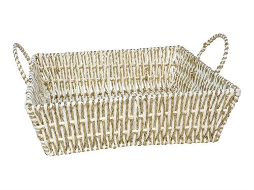 251233 CESTO BRANCO/OURO COM PEGAS 36X36X10,5CM