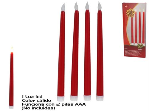 258539 VELA LED PK4 VERMELHO 28CM