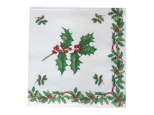 268439 GUARDANAPO PAPEL NATAL 20PÇS HOLLY 33X33CM