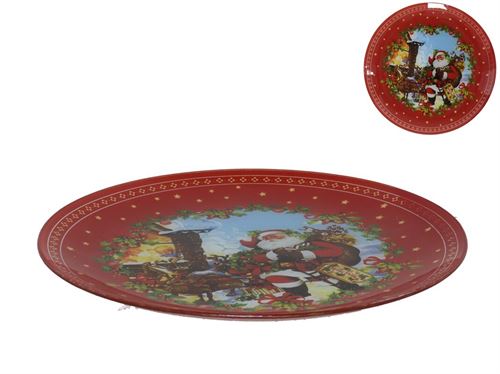 284828 PRATO VIDRO PAI NATAL 30CM