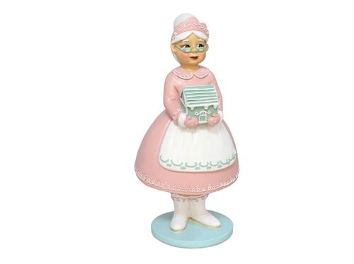 285344 FIGURA MULHER DECORADA ROSA 12X11X23CM