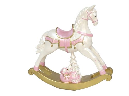285375 CAVALO BALOIÇO DECORADO ROSA 25,5X 7X25,5CM