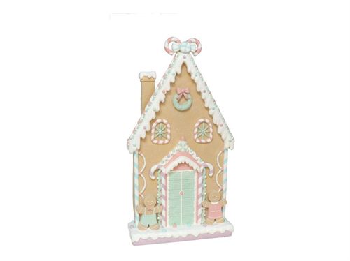 285412 FIGURA CASA GENGIBRE MARROM/ROSA 50X15X93CM
