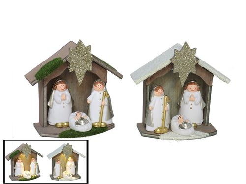 290973 PRESEPIO EM PORTAL 1LED 15X6,5X15,5CM 2STD HOLLY