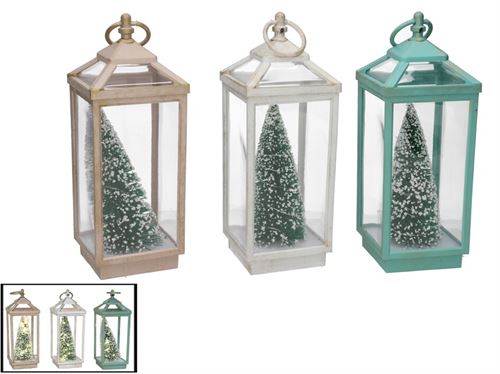 316888 LANTERNA COM PINHEIRO 28CM 15LED 3SORT