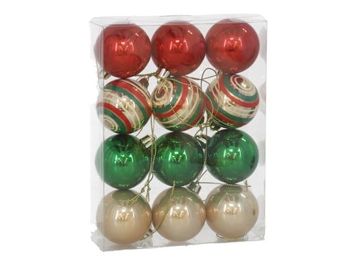 354736 BOLA NATAL CX12 DUENDE OURO/VERMELHO /VERDE