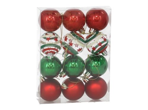354835 BOLA NATAL CX12 VERMELHO/VERDE 5CM