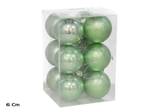355566 BOLA NATAL CX12 VERDES 6CM