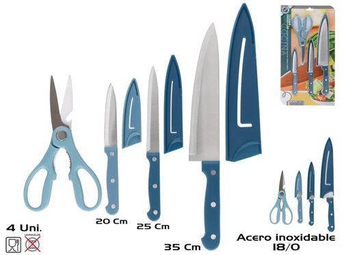 371146 CONJUNTO DE FACAS DE COZINHA COM TESOURA 20 CM