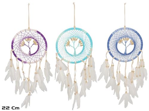 376479 CAÇADOR DE SONHOS ÃRVORE DA VIDA TEIA DE ARANHA 22 CM 3 SURT