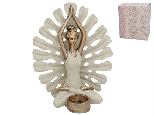 388960 SUPORTE DE VELA FIGURA SARAYU YOGA 21,5X14X25,5 CM RESI