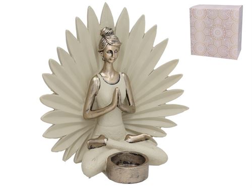 388977 PORTA VELA FIGURA SARAYU YOGA 23X13X23,5 CM RESINA