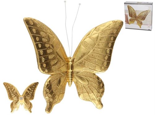 389172 BORBOLETA DOURADA PARA PENDURAR RESINA 28X5X28 CM